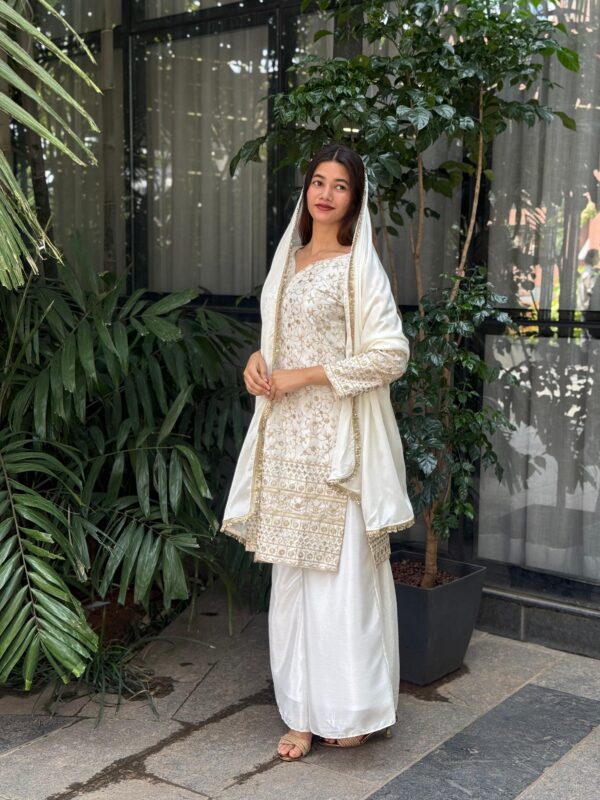 White Embroidered Salwar Kameez - Image 3
