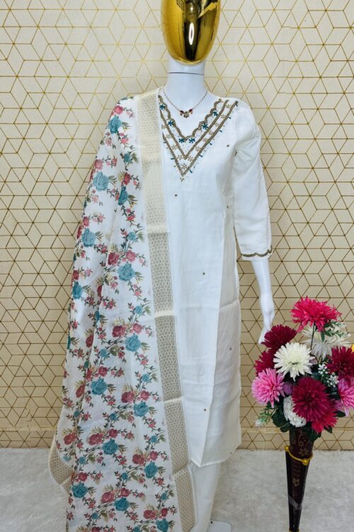 Ivory Grace Floral Embroidered Suit