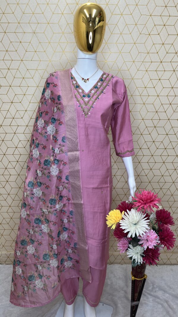 Blush Bloom Floral Embroidered Suit