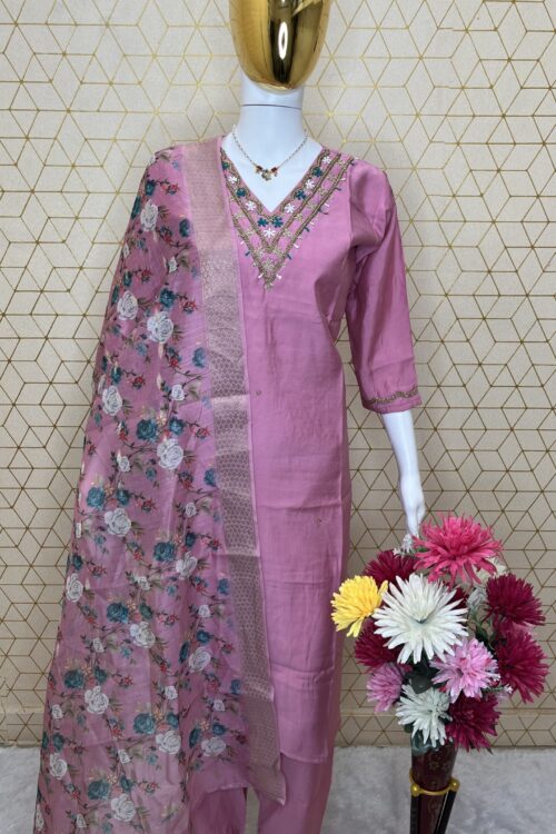 Blush Bloom Floral Embroidered Suit