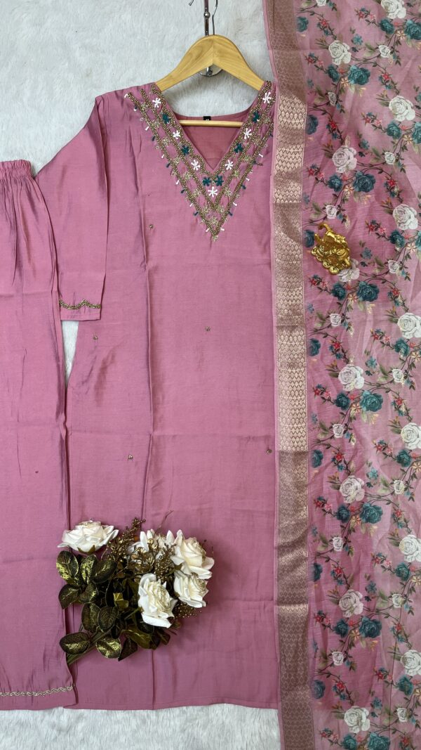 Blush Bloom Floral Embroidered Suit - Image 3