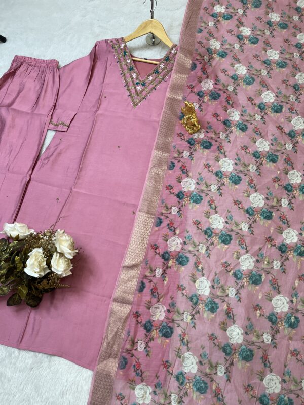 Blush Bloom Floral Embroidered Suit - Image 4