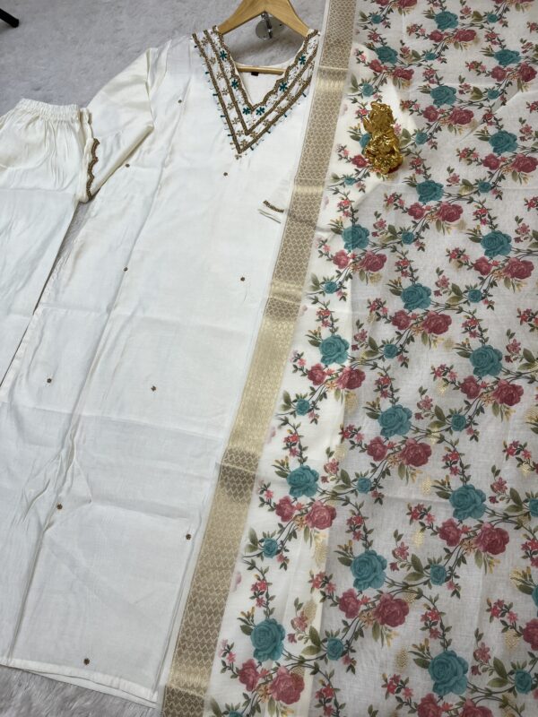 Ivory Grace Floral Embroidered Suit - Image 4