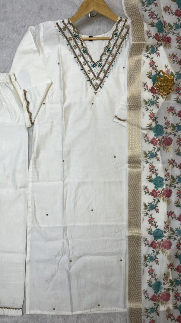 Ivory Grace Floral Embroidered Suit - Image 3
