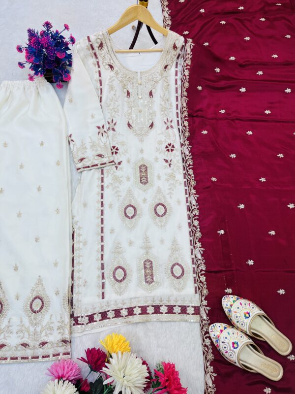 Royal Ivory Embroidered Suit Set - Image 4