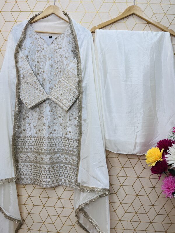 White Embroidered Salwar Kameez - Image 2