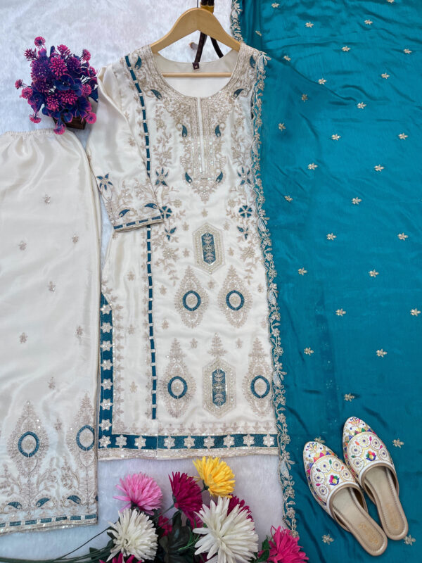 Royal Ivory Embroidered Suit Set - Image 8