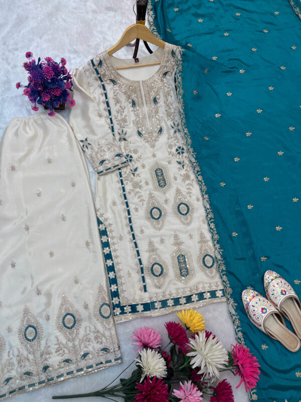Royal Ivory Embroidered Suit Set - Image 10