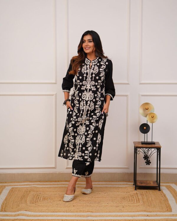 Cotton Kurti Pant Set with Dori Embroidery
