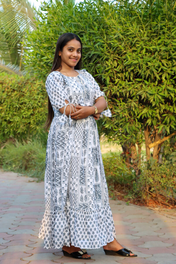 Boho Breeze Black & White Dress - Image 4