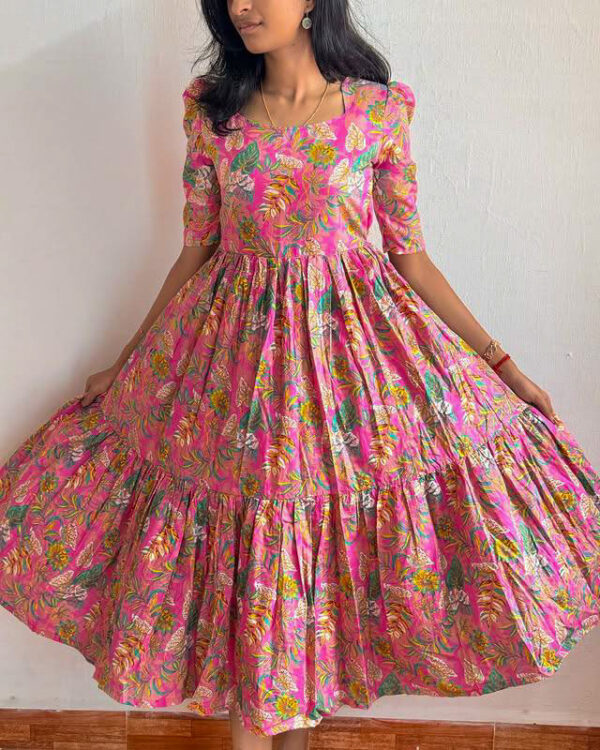 Pink Marigold floral dress - Image 3