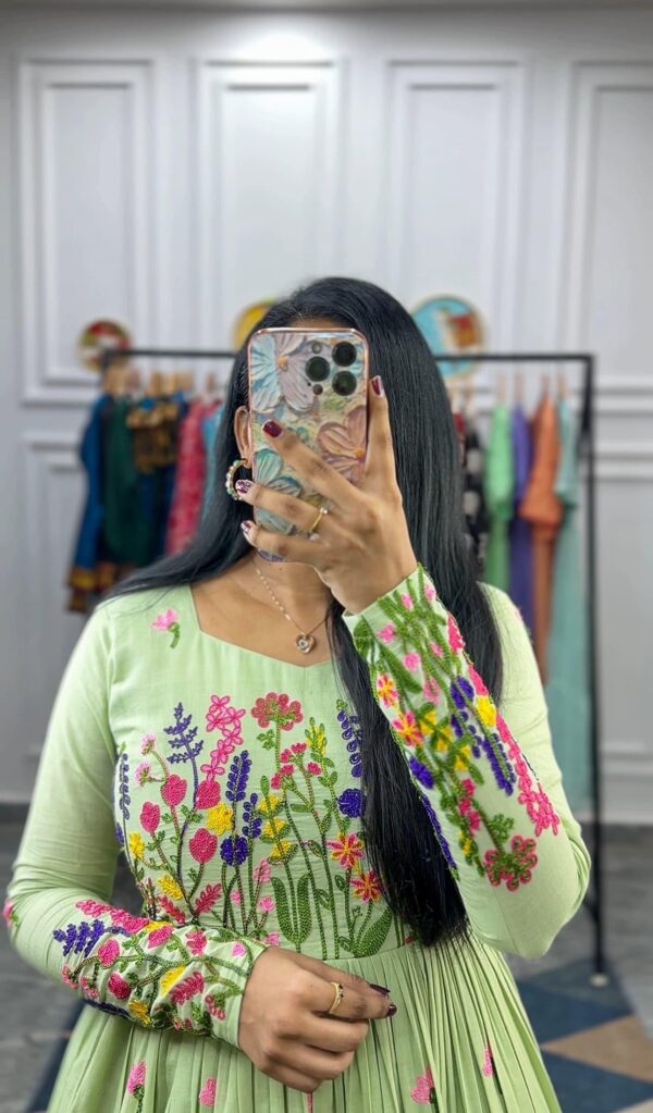 Exquisite Floral Chain Stitch Embroidered Maska Cotton Dress - Elegance & Comfort Redefined - Image 5