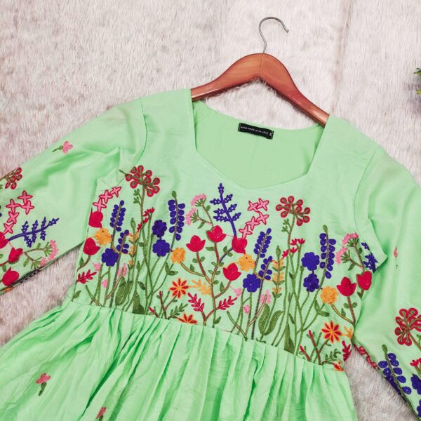Exquisite Floral Chain Stitch Embroidered Maska Cotton Dress - Elegance & Comfort Redefined - Image 7