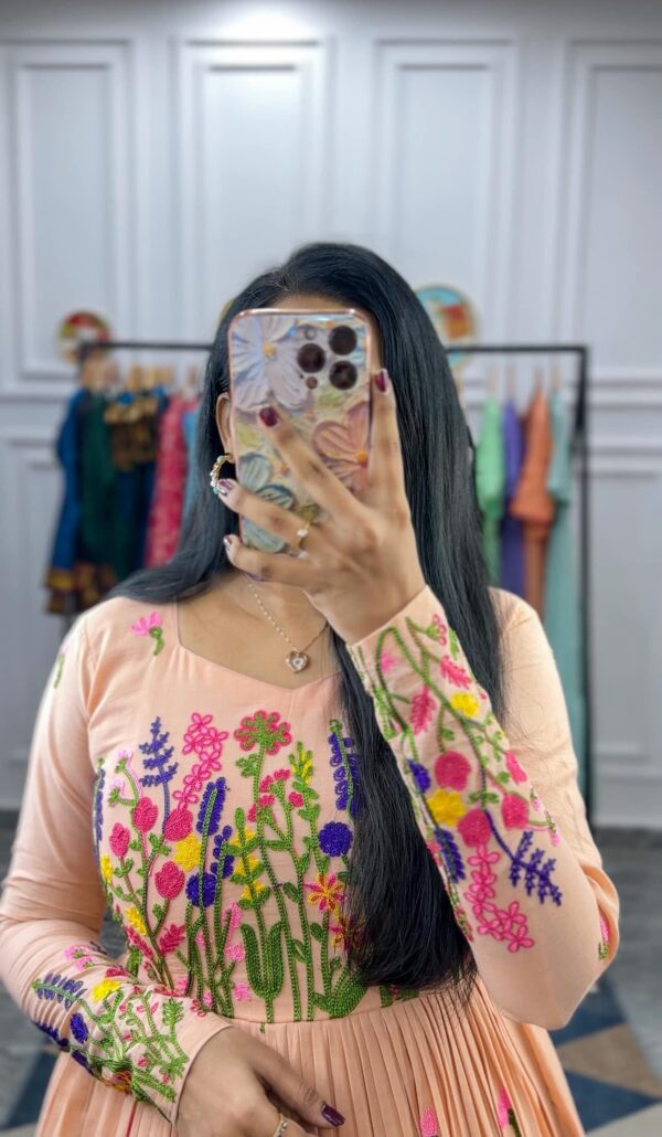Exquisite Floral Chain Stitch Embroidered Maska Cotton Dress - Elegance & Comfort Redefined - Image 2