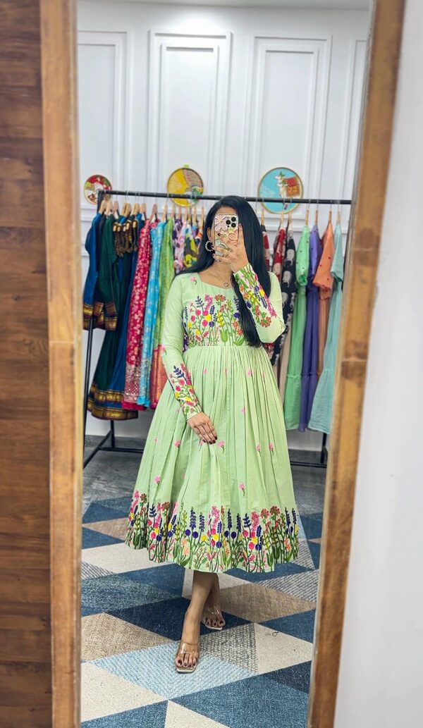 Exquisite Floral Chain Stitch Embroidered Maska Cotton Dress - Elegance & Comfort Redefined - Image 4