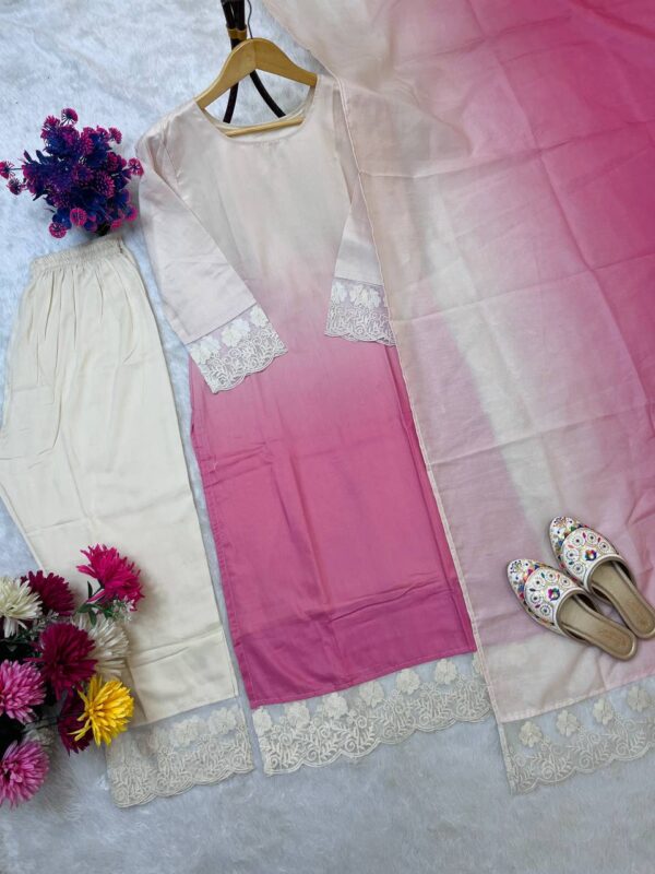 Blush Radiance – Ombre Elegance Kurta Set - Image 2