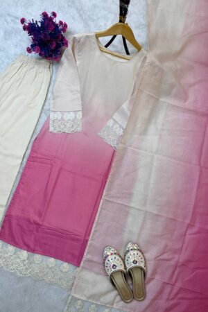 Blush Radiance – Ombre Elegance Kurta Set