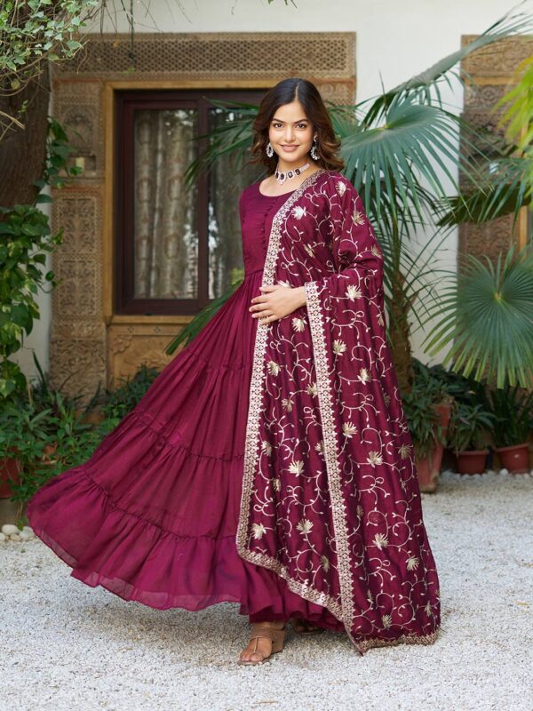 FestivaGrace Vichitra Silk Gown Set - Image 4
