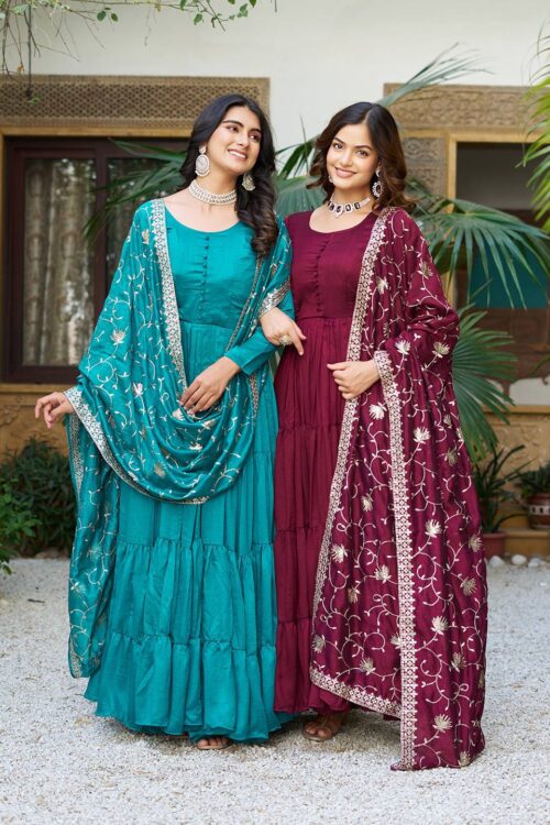 FestivaGrace Vichitra Silk Gown Set