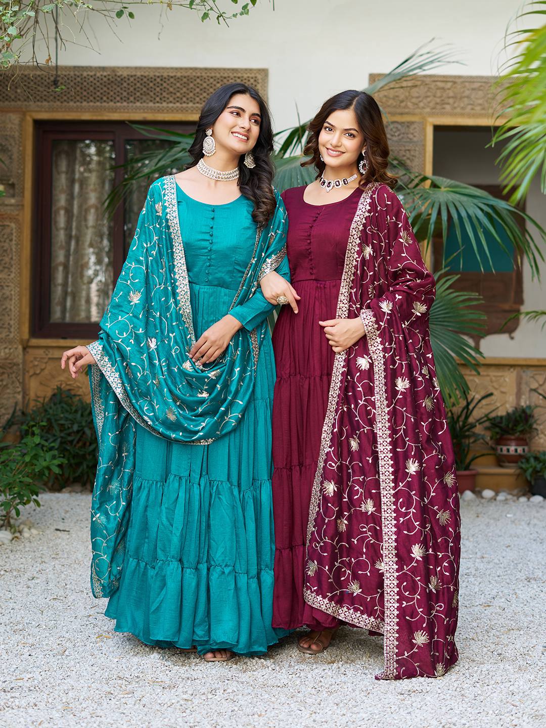 FestivaGrace Vichitra Silk Gown Set