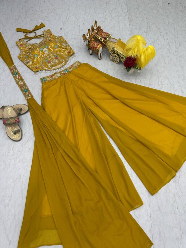 New Designer Blouse, Palazzo & Dupatta Pair - Image 6