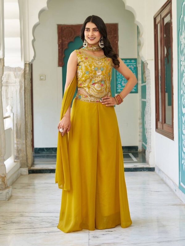 New Designer Blouse, Palazzo & Dupatta Pair - Image 2