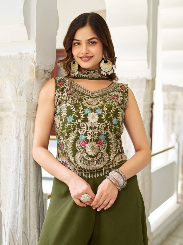 New Designer Blouse, Palazzo & Dupatta Pair - Image 8