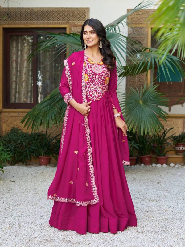 New Festival Long Gown & Heavy Dupatta - Image 3